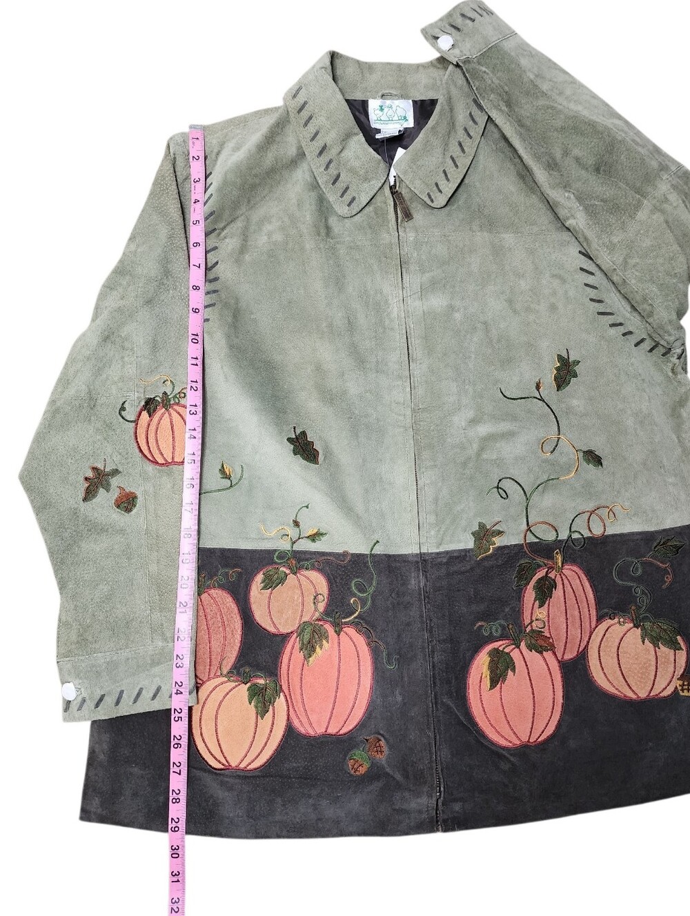 Leather Quacker Factory Pumpkin Embroidered Zip Up Jacket New With Tags Size 1X - Picture 8 of 11